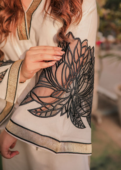 Beige Winter Wear Embroidered Linen Salwar Suit Online in Dubai DXB UAE Abudhabi Meena Bazaar