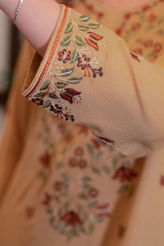 Embroidered Beige Brown Kurta
