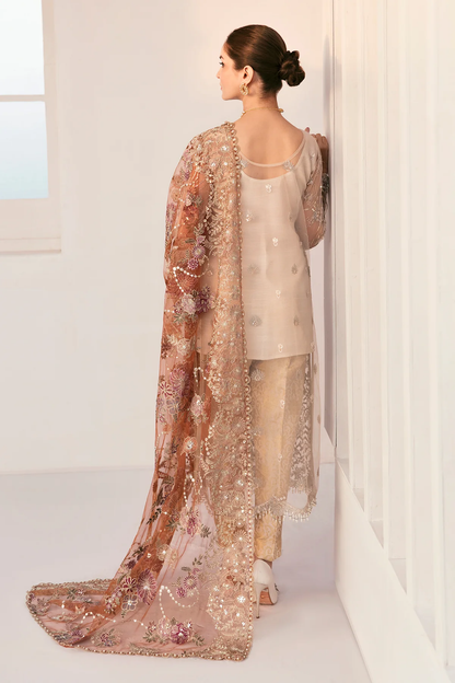 Skin Beige Embroidered Suit