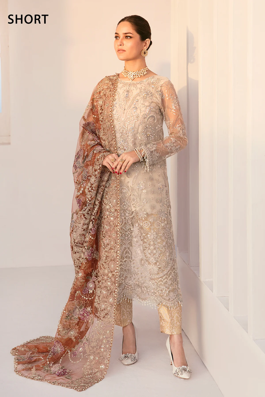 Skin Beige Embroidered Suit