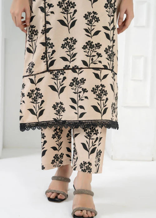Beige & Black Kurta Set