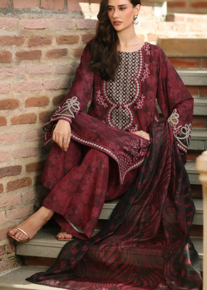 Latest Pakistani Maroon Crinkle Chiffon Ladies Suit Online in KSA Riyadh Saudi Arabia Oman Bahrain Qatar