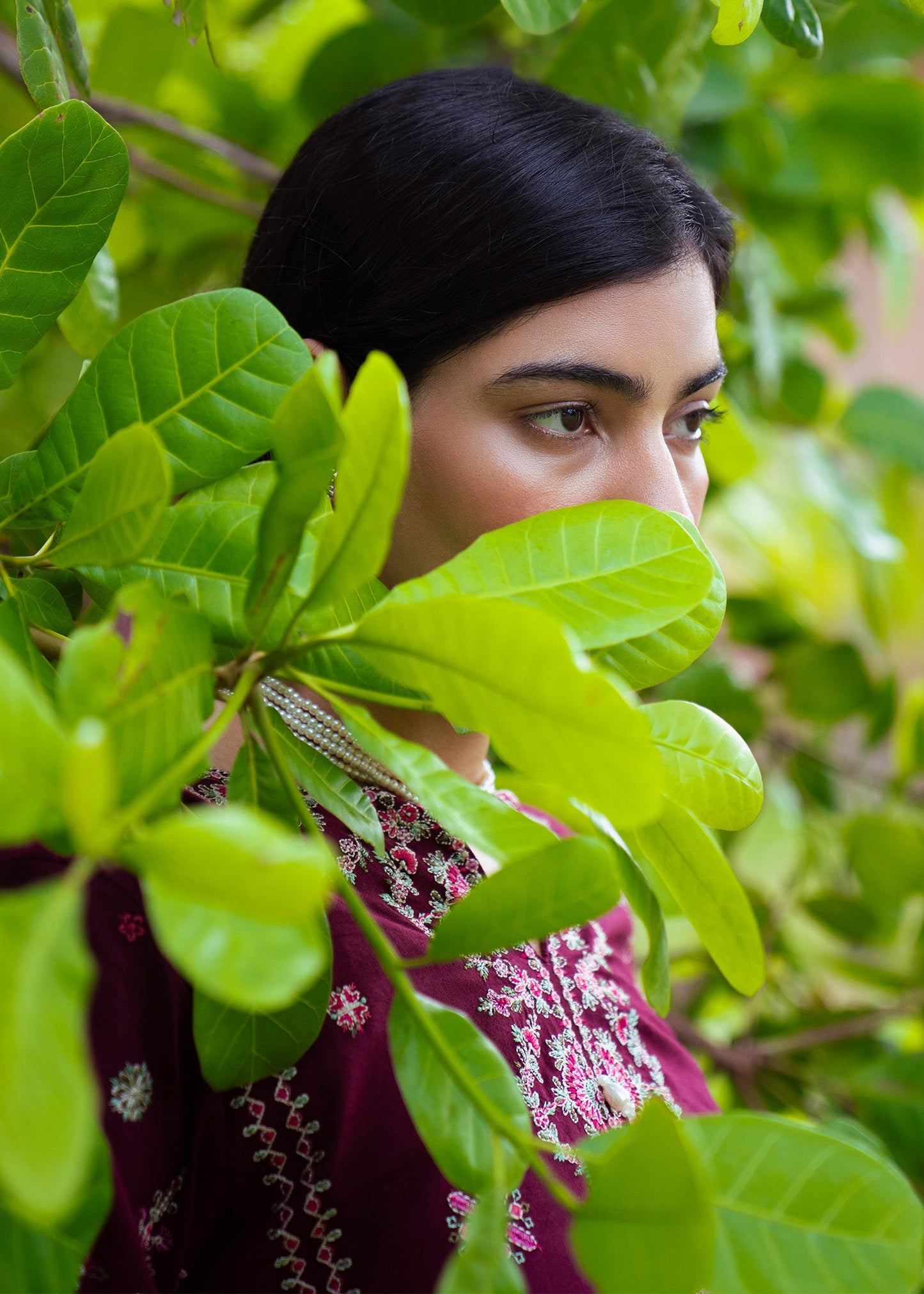 Berry Red Embroidered Lawn 3 Piece Suit Online in Sri Lanka India Australia