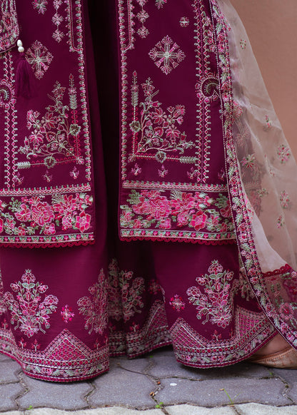Berry Red Embroidered Lawn Party Wear Suit Online in Dubai UAE Abudhabi Ajman Sharjah
