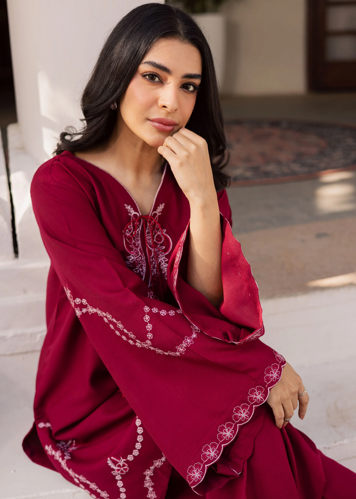 Berry Red Marina Kurta Set for Winter Online in Dubai DXB UAE Abudhabi Meena Bazaar