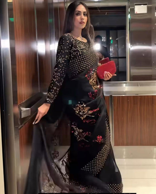 Black Embellished Wedding Saree