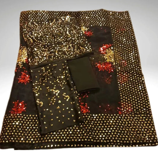 Black Embellished Wedding Saree