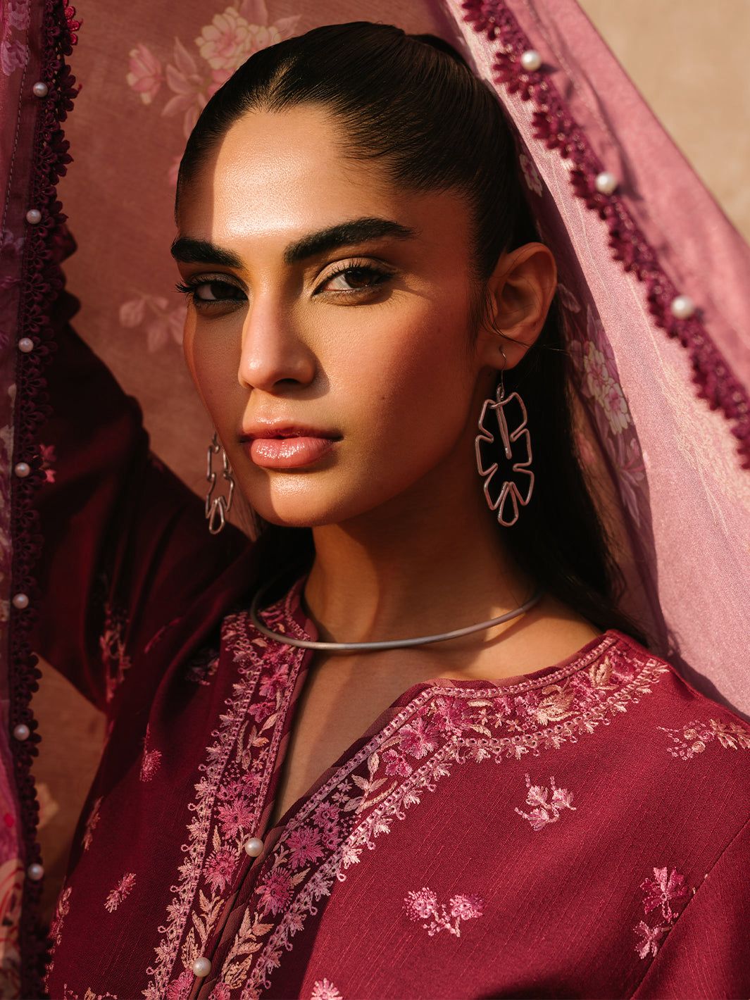 Bin Ilyas Maroon Lawn Salwar Kameez Online in KSA Riyadh Saudi Arabia Oman Bahrain Qatar