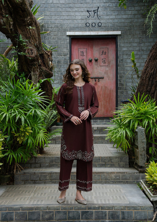 Bin Tayyab Embroidered Khaddar 2 Piece Kurta Set Online in UK USA Canada
