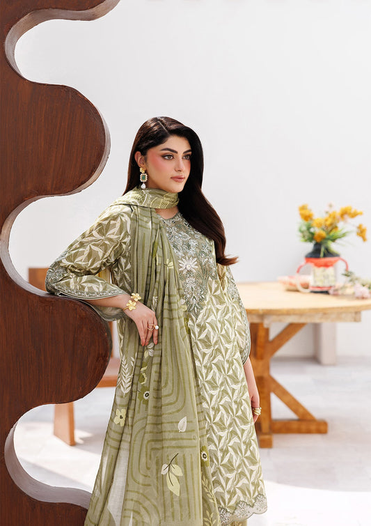 Bin Tayyab Olive Green Lawn Suit Online in Dubai DXB UAE Abudhabi Meena Bazaar