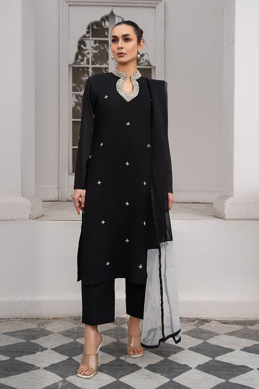 Black Adda Work Kattan Silk Salwar Kameez Online in Dubai UAE Abudhabi Ajman Sharjah
