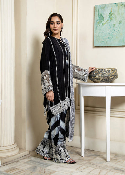 Black and White Embroidered Farshi Shalwar Suit Online in Sri Lanka India Australia