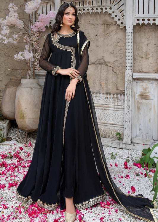 Black Angrakha Pishwas with Gharara Bottom Online in Sri Lanka India Australia
