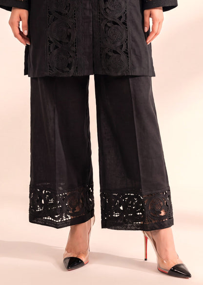 Black Asymmetrical Cut Work Lawn Suit Online in Sri Lanka India Australia