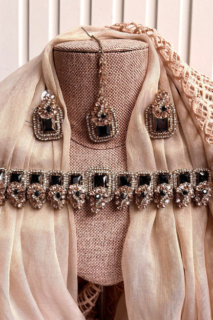 Black Azmira Choker Set with stones Online in Dubai UAE Abudhabi Ajman Sharjah