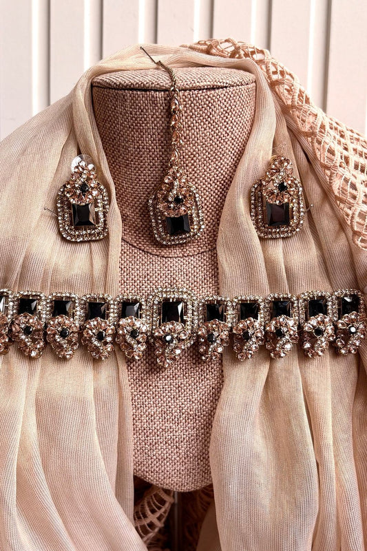 Black Azmira Choker Set with stones Online in Dubai UAE Abudhabi Ajman Sharjah