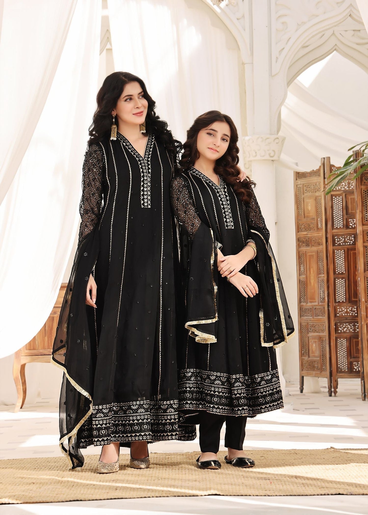 Black Chiffon 3 Piece Suit Online in Dubai UAE Abudhabi Ajman Sharjah