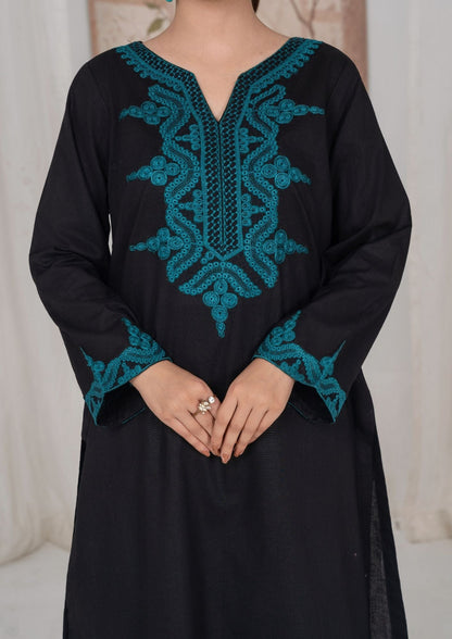 Black Chiffon Dupatta Embroidered Lawn Suit Online in Sri Lanka India Australia