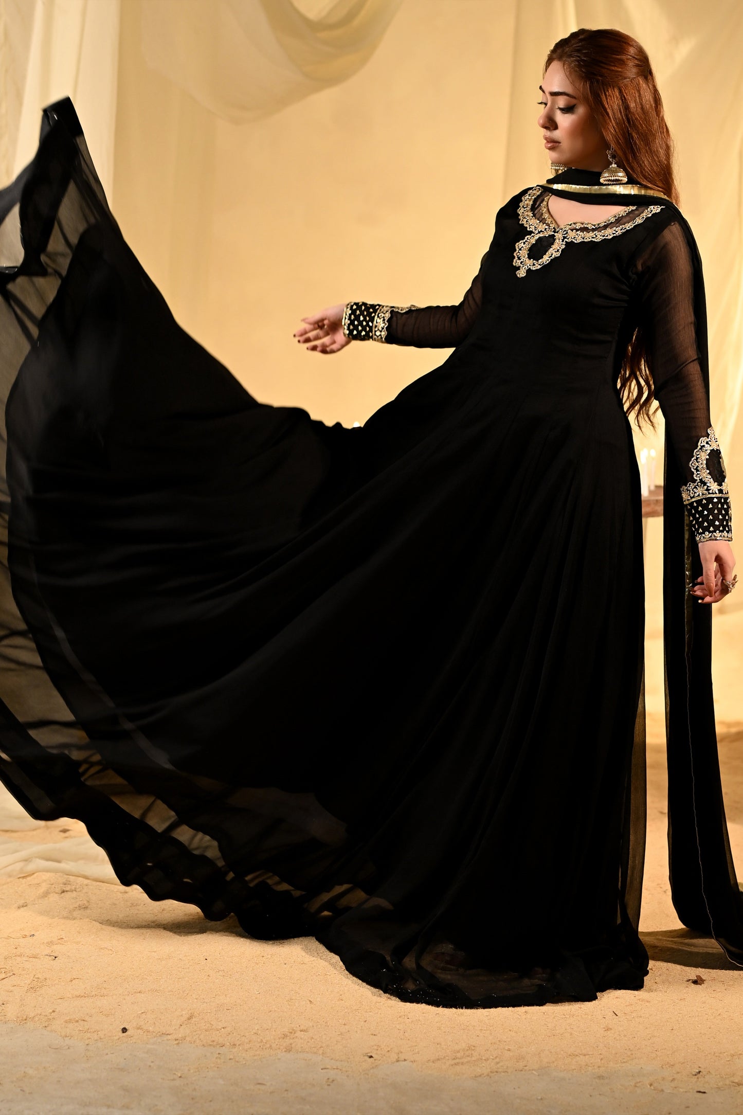 Black Chiffon Embroidered Festive Wear Suit Online in Sri Lanka India Australia