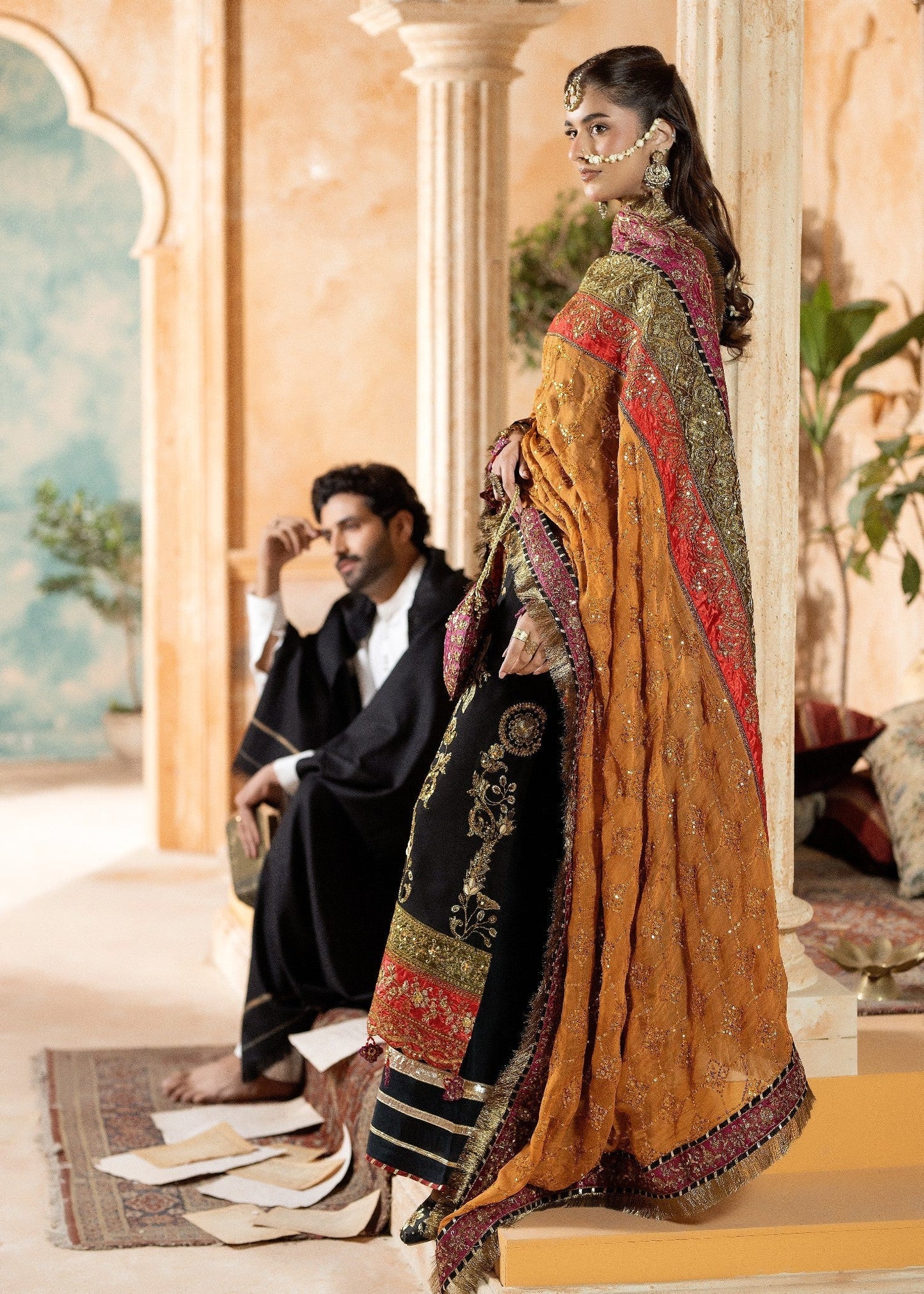 Black Chiffon Embroidered Kurta Set Online in Dubai DXB UAE Abudhabi Meena Bazaar