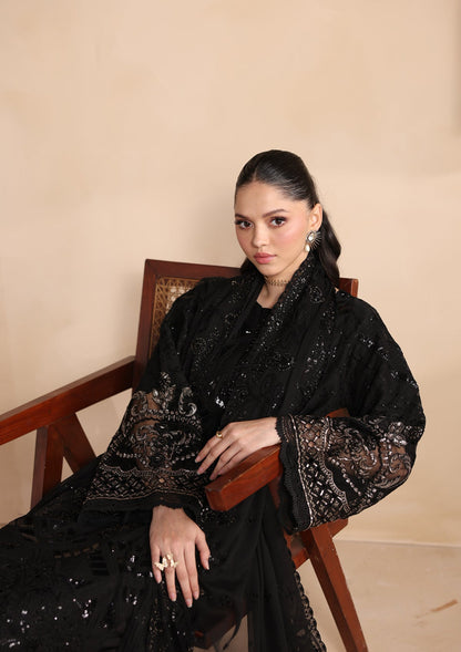 Black Chiffon Embroidered Ladies Suit Online in Dubai DXB UAE Abudhabi Meena Bazaar