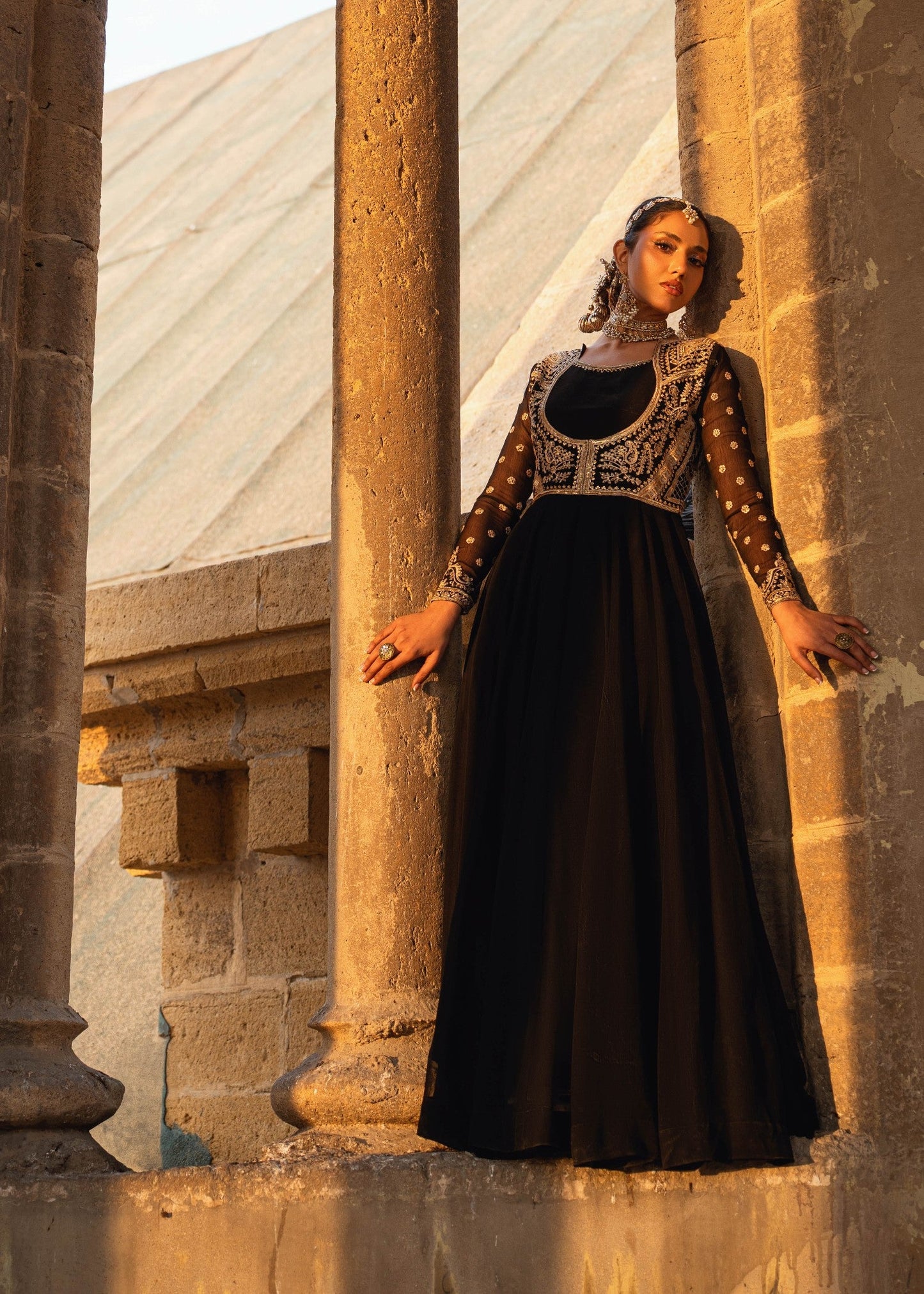 Black Chiffon Embroidered Party Wear Dress Online in UK USA Canada