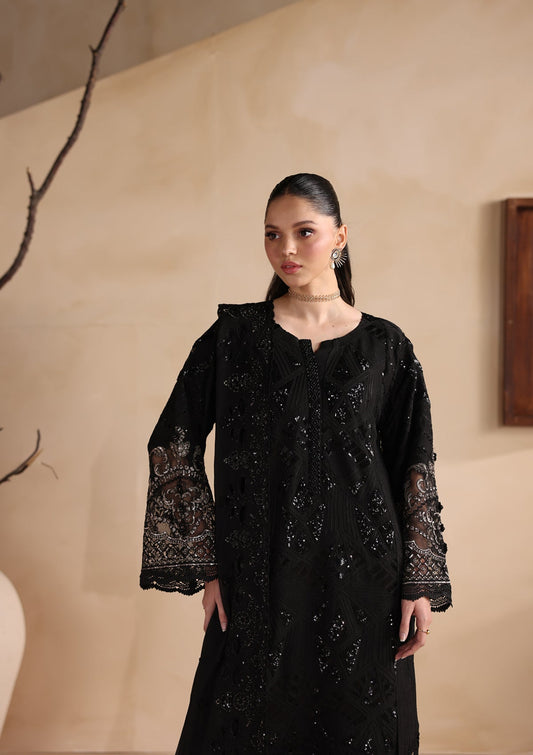 Black Chiffon Embroidered Partywear Suit Online in Sri Lanka India Australia