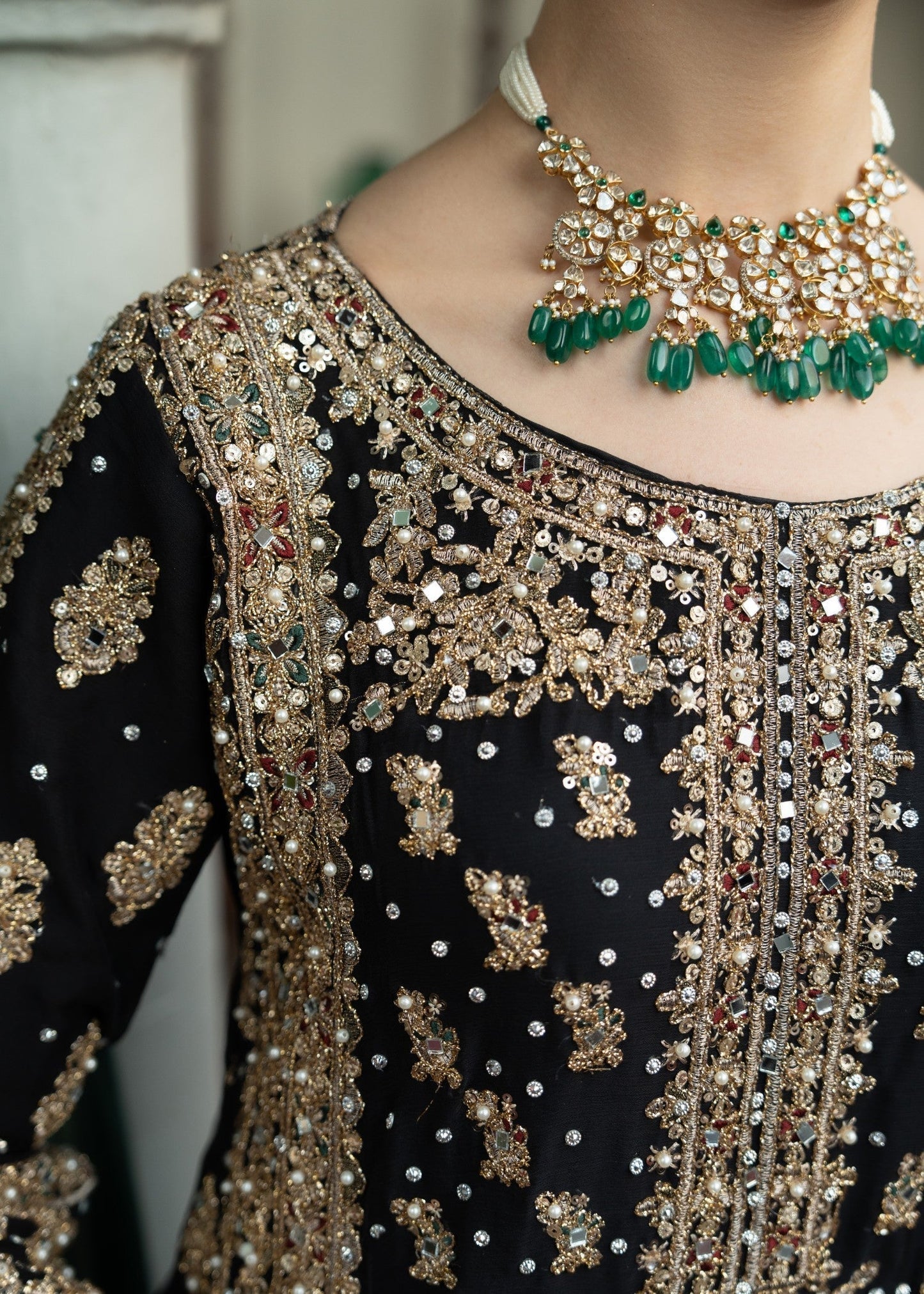 Black Chiffon Embroidered Straight Cut Kurta Online in Dubai UAE Abudhabi Ajman Sharjah