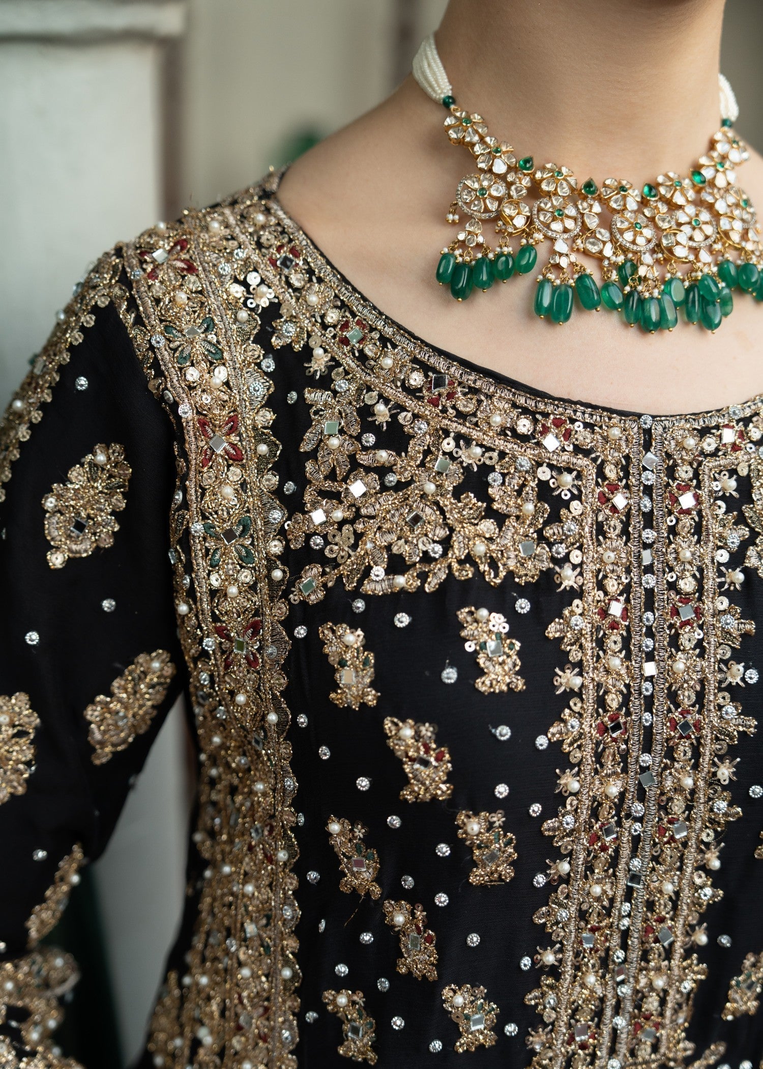 Black Chiffon Embroidered Straight Cut Kurta Online in Dubai UAE Abudhabi Ajman Sharjah