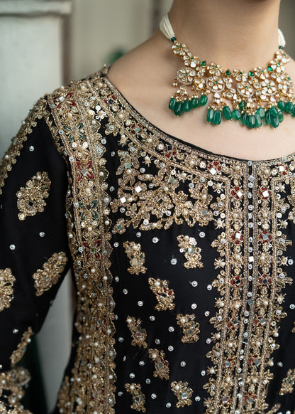 Black Chiffon Embroidered Straight Cut Kurta Online in Dubai UAE Abudhabi Ajman Sharjah