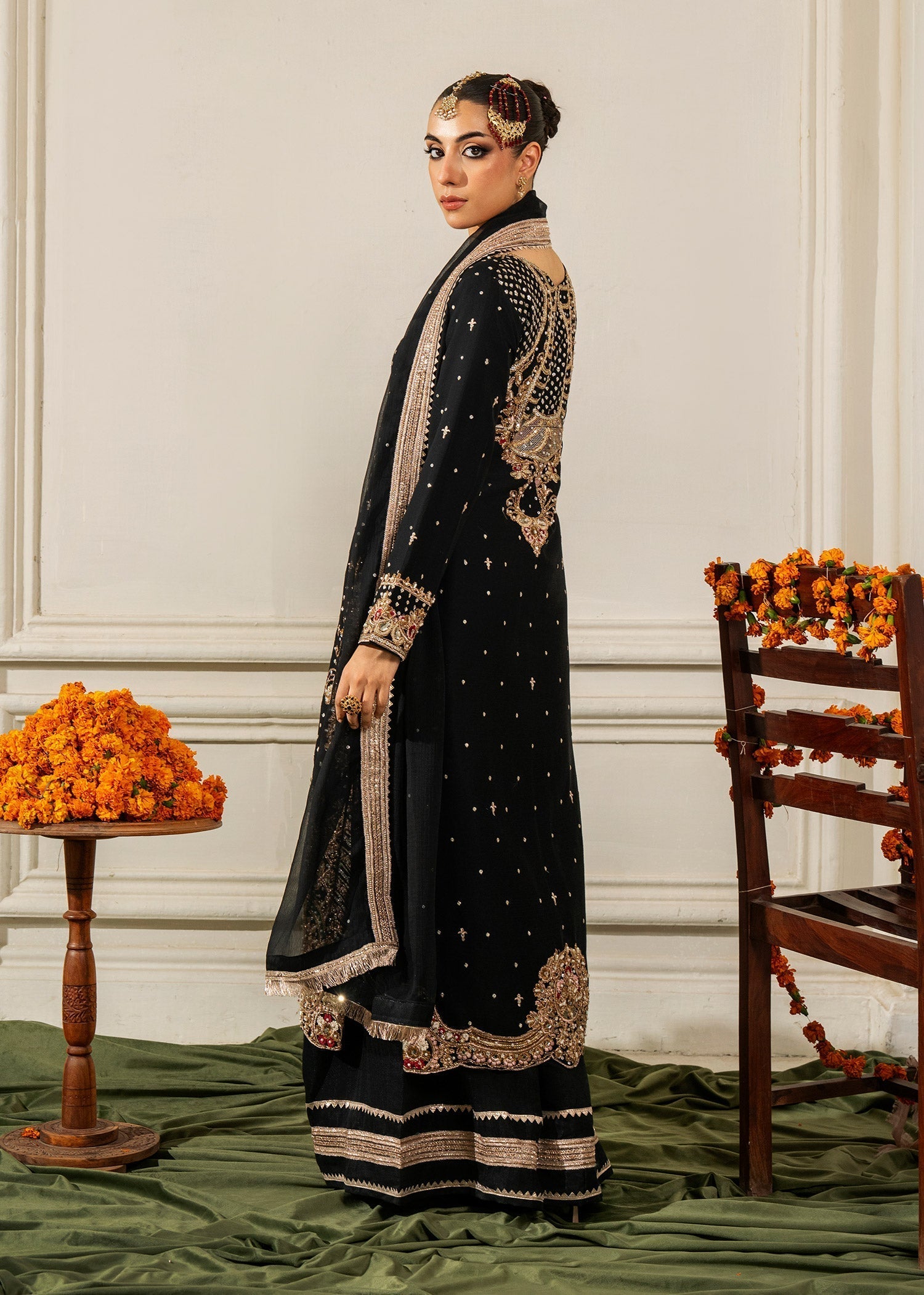 Black Chiffon Festive Wear Ladies Suit Online in UK USA Canada