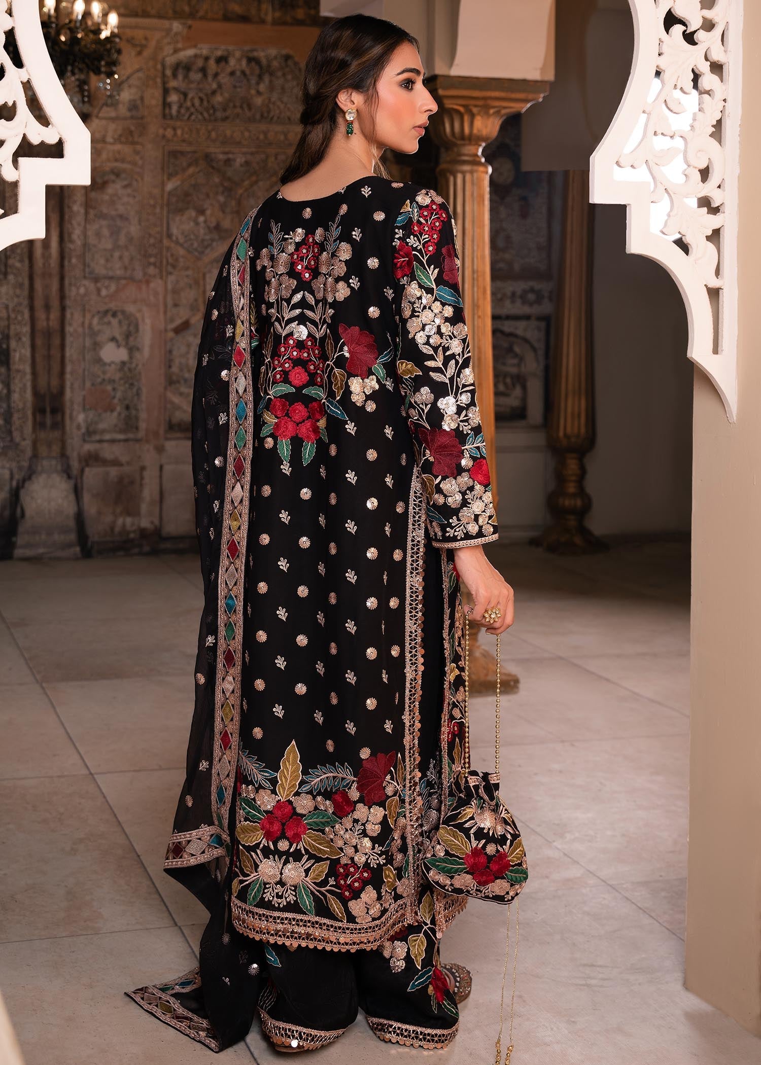 Black Chiffon Festive Wear Suit Online in Sri Lanka India Australia