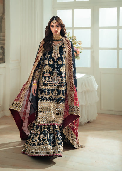Black Chiffon Gharara Pakistani Suit Online in Sri Lanka India Australia