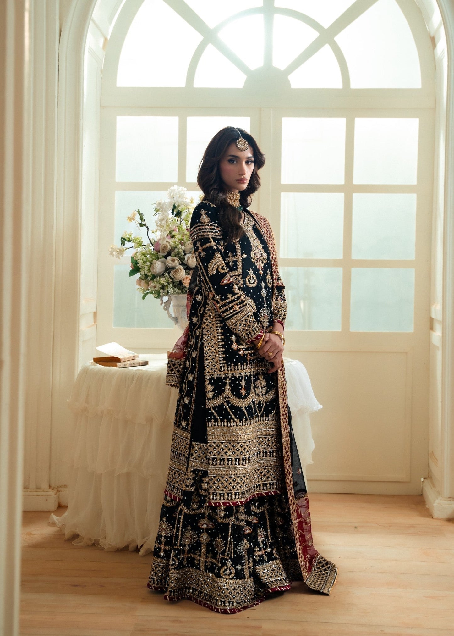 Black Chiffon Gharara Suit for Women Online in Dubai UAE Abudhabi Ajman Sharjah