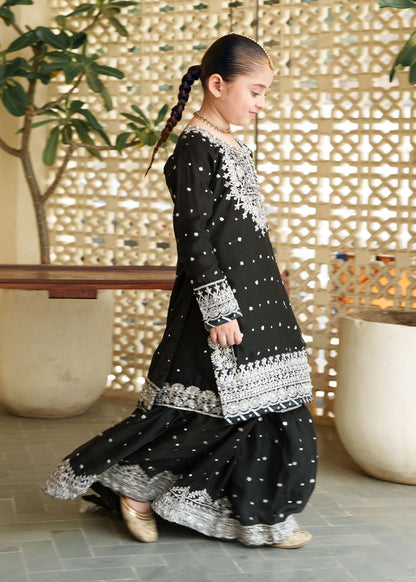 Black Chiffon Kids Gharara Festive Outfit Online in Dubai DXB UAE Abudhabi Meena Bazaar