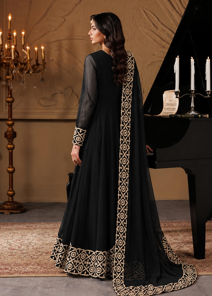 Black Chiffon Maxi Dress with Dupatta Online in Sri Lanka India Australia