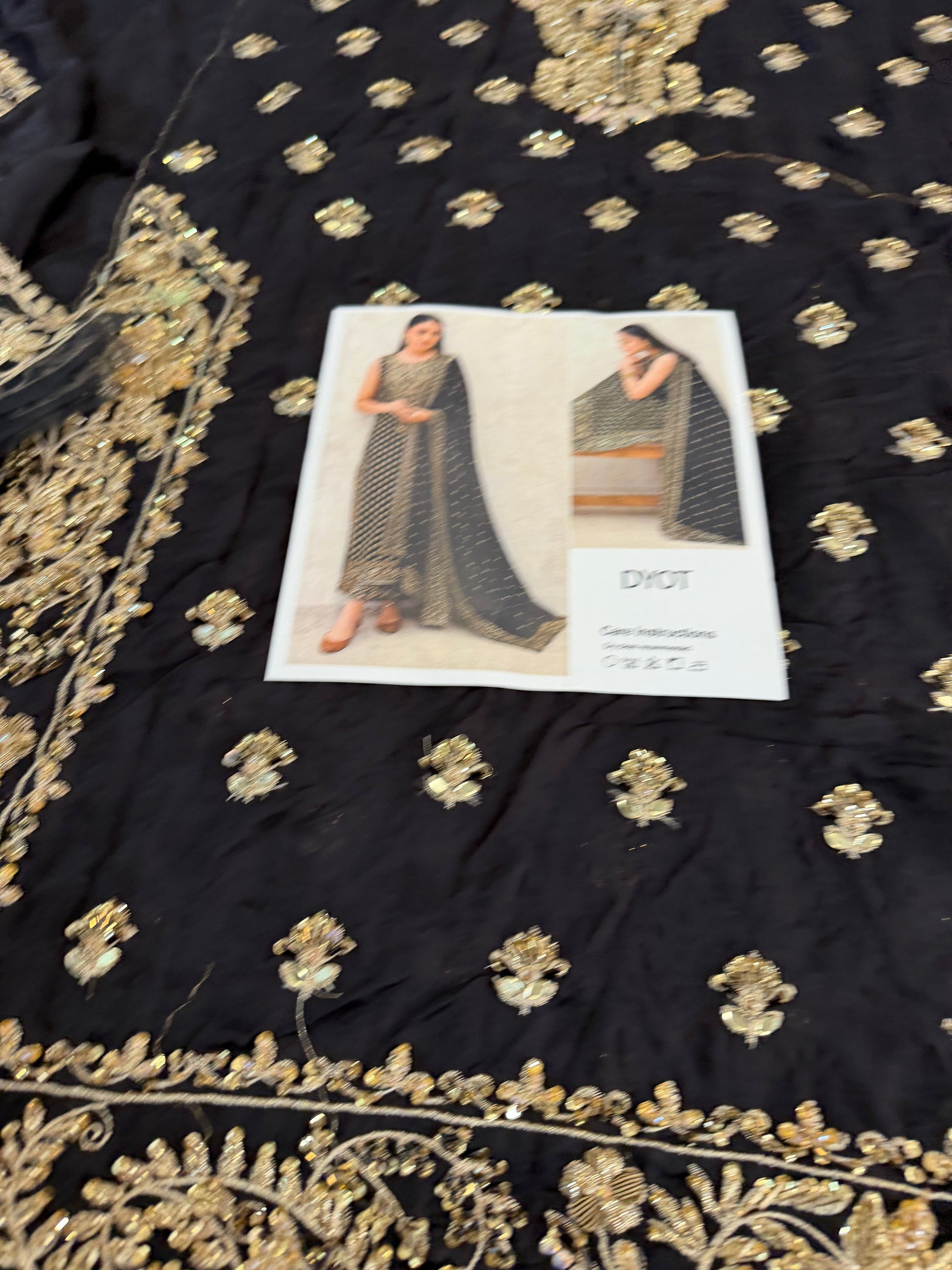 Black Chiffon Partywear Embroidered Suit Online in KSA Riyadh Saudi Arabia Oman Bahrain Qatar