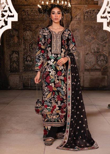 Black Chiffon Partywear Salwar Kameez Online in Dubai UAE Abudhabi Ajman Sharjah