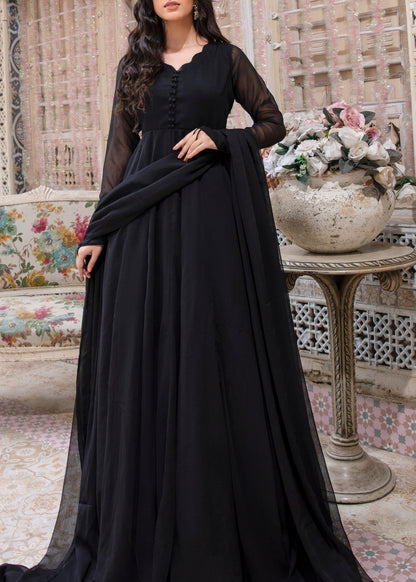 Black Chiffon Pishwas Suit Online in Dubai UAE Abudhabi Ajman Sharjah