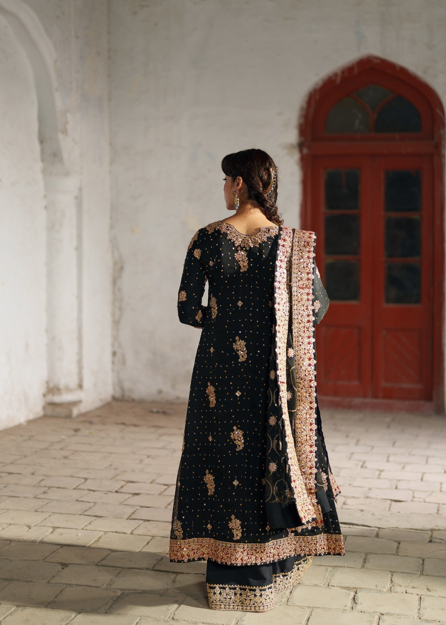 Black Chiffon Straight Cut Kurta with Dupatta Online in Sri Lanka India Australia