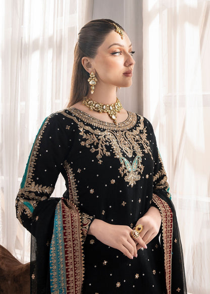 Black Chiffon Three Piece Outfit Online in Dubai UAE Abudhabi Ajman Sharjah