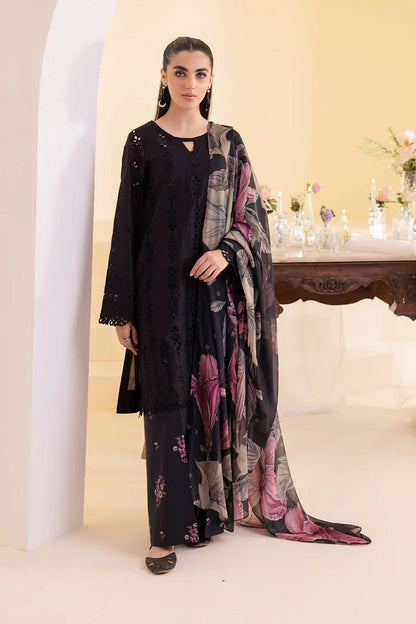 Black Chikankari Embroidered Lawn Suit Online in Dubai UAE Abudhabi Ajman Sharjah