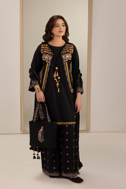 Black Cotton Embroidered Plazzo Suit Online in Dubai UAE Abudhabi Ajman Sharjah