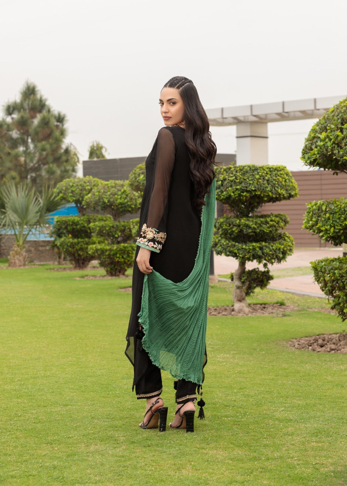 Black Crinkle Readymade Salwar Suit Online in Sri Lanka India Australia