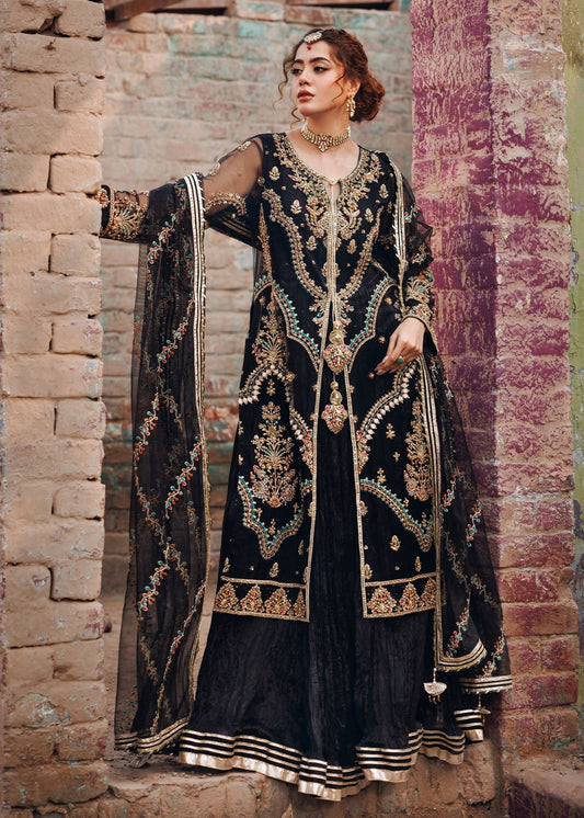 Black Crush Sharara with Net Dupatta Online in Sri Lanka India Australia