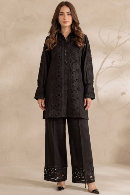 Black Cut Work Textured Lawn Pakistani Suit Online in Dubai UAE Abudhabi Ajman Sharjah