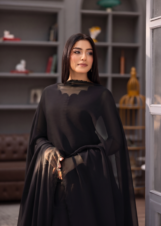 Black Designer Chiffon Kurta Set for Women Online in Sri Lanka India Australia