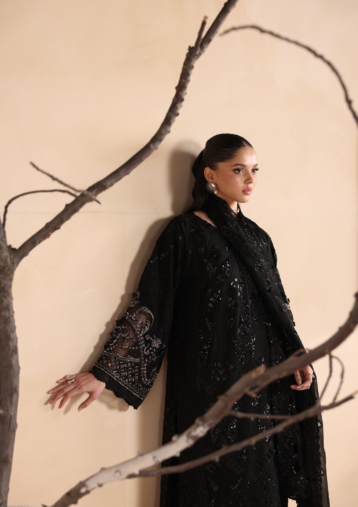 Black Designer Chiffon Suit for Women Online in Dubai UAE Abudhabi Ajman Sharjah