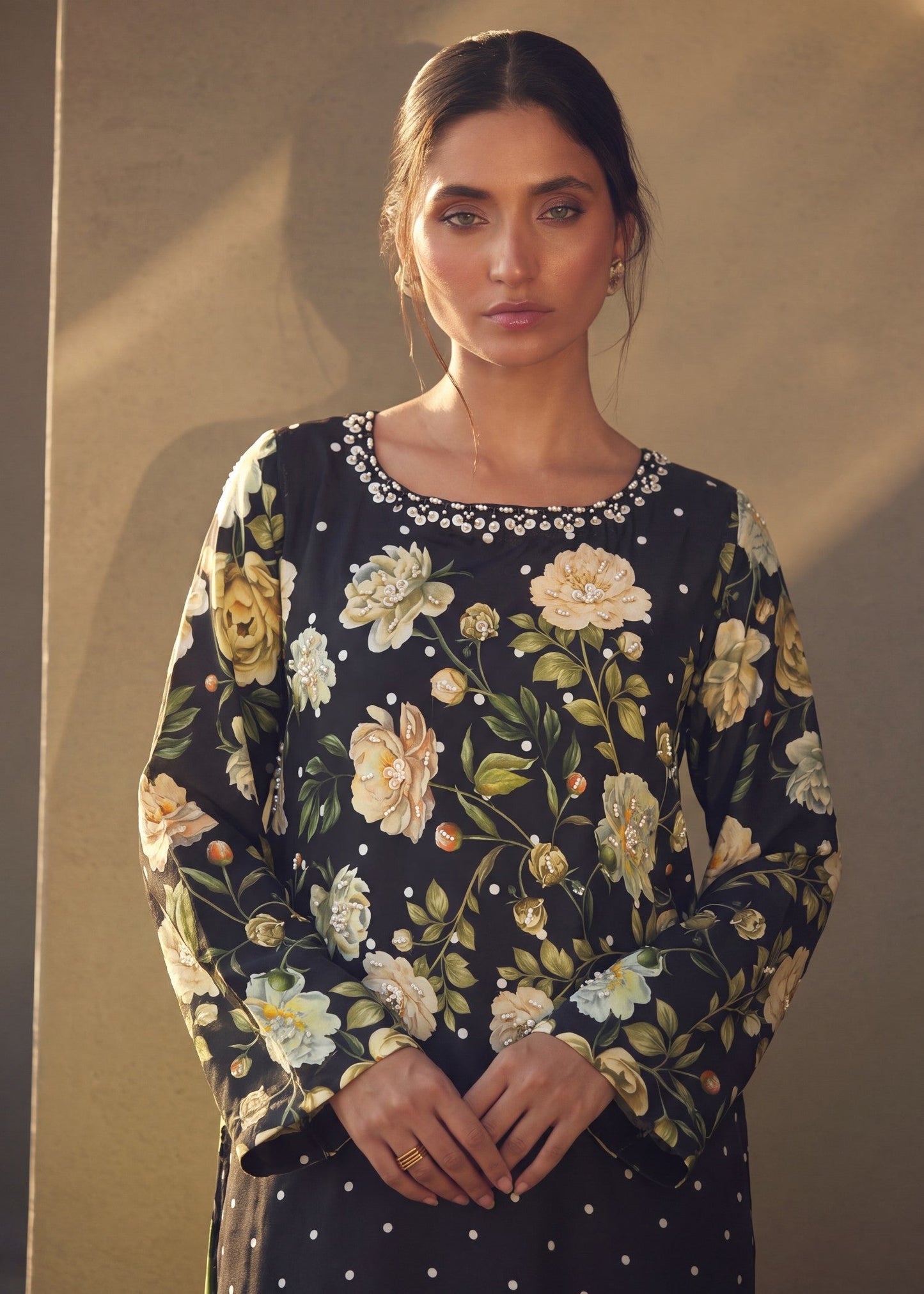 Black Designer Kaftan in Poly Silk Online in Sri Lanka India Australia