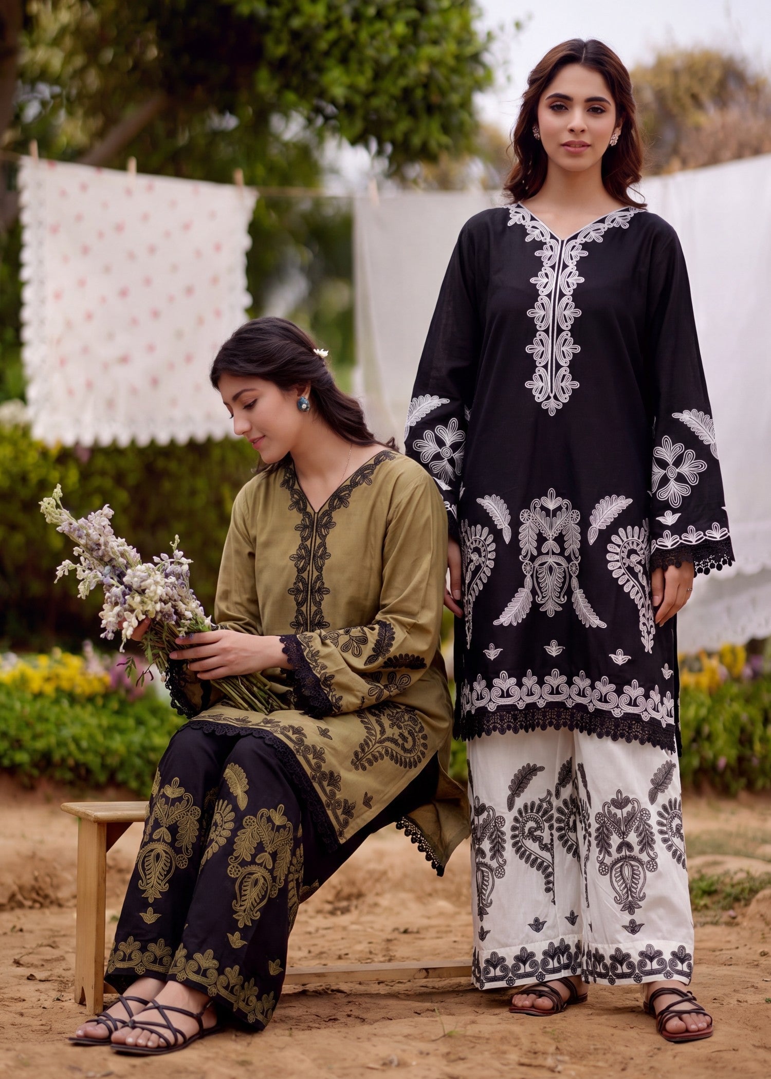 Black Designer Lawn Kurta Set Online in Dubai UAE Abudhabi Ajman Sharjah